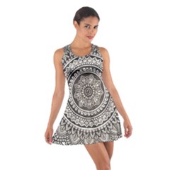 Mandala Circles Drawing Pattern Cotton Racerback Dress by uniart180623