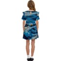 Waves Abstract Waves Abstract Kids  Frilly Sleeves Pocket Dress View4