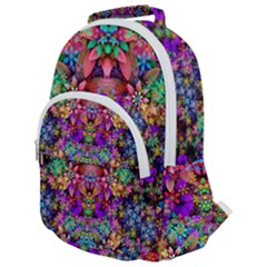 Flower Patterns Abstract Pattern Digital Art Rounded Multi Pocket Backpack by uniart180623