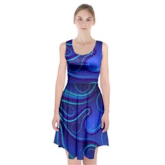 Spiral Shape Blue Abstract Racerback Midi Dress by uniart180623