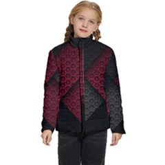 Red Black Abstract Pride Abstract Digital Art Kids  Puffer Bubble Jacket Coat by uniart180623