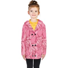 Pink Roses Pattern Floral Patterns Kids  Double Breasted Button Coat by uniart180623