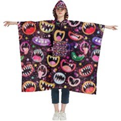 Funny Monster Mouths Women s Hooded Rain Ponchos by uniart180623