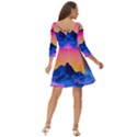 Sun Ultra Artistic 3d Illustration Sunset Shoulder Cut Out Zip Up Dress View4