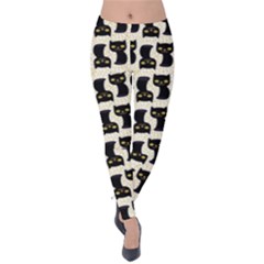 Black Cats And Dots Koteto Cat Pattern Kitty Velvet Leggings by uniart180623