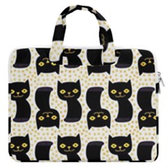 Black Cats And Dots Koteto Cat Pattern Kitty Macbook Pro 13  Double Pocket Laptop Bag by uniart180623