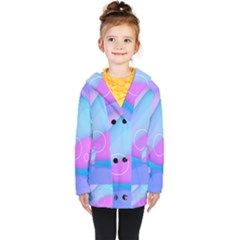 Colorful Blue Purple Wave Kids  Double Breasted Button Coat by uniart180623