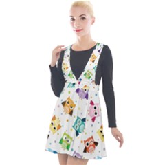 Owl Bird Plunge Pinafore Velour Dress by uniart180623