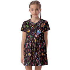 Cartoon Texture Kids  Asymmetric Collar Dress by uniart180623