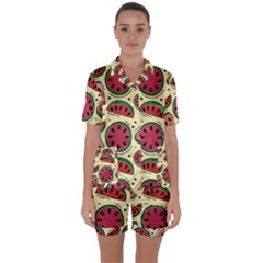 Watermelon Pattern Slices Fruit Satin Short Sleeve Pajamas Set by uniart180623