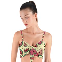 Watermelon Pattern Slices Fruit Woven Tie Front Bralet by uniart180623