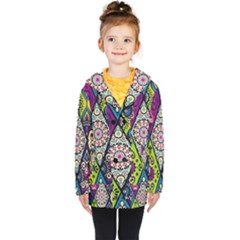 Ethnic Pattern Abstract Kids  Double Breasted Button Coat by uniart180623