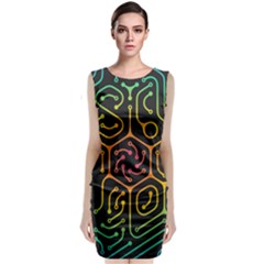 Circuit Hexagonal Geometric Pattern Background Pattern Classic Sleeveless Midi Dress by Ndabl3x