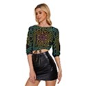 Circuit Hexagonal Geometric Pattern Background Pattern Mid Sleeve Drawstring Hem Top View2