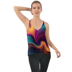 Abstract Colorful Waves Painting Chiffon Cami by Simbadda