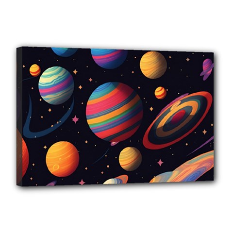 Planet Star Fantasy Canvas 18  X 12  (stretched) by Simbadda