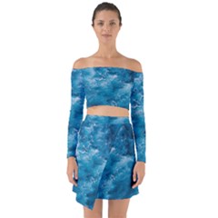 Blue Water Speech Therapy Off Shoulder Top With Skirt Set by artworkshop