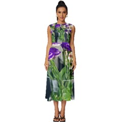 Cute Flower Wallpaper Sleeveless Round Neck Midi Dress by artworkshop