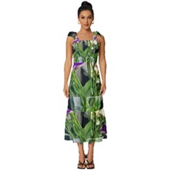 Cute Flower Wallpaper Tie-strap Tiered Midi Chiffon Dress by artworkshop