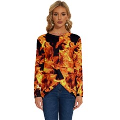 Live Coals Long Sleeve Crew Neck Pullover Top by artworkshop