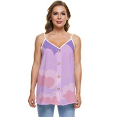 Sky Nature Sunset Clouds Space Fantasy Sunrise Casual Spaghetti Strap Chiffon Top by Simbadda