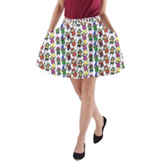 Stickman Kids Doodle Paper Children Group A-line Pocket Skirt by Simbadda