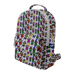 Stickman Kids Doodle Paper Children Group Flap Pocket Backpack (large) by Simbadda