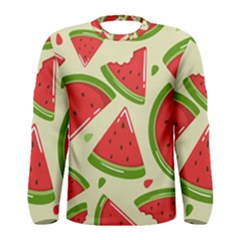 Cute Watermelon Seamless Pattern Men s Long Sleeve Tee by Simbadda