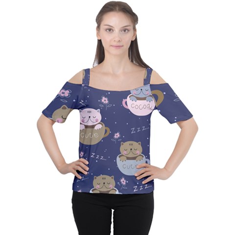 Cute Kittens Sleep Sweetly Mugs Cutout Shoulder Tee by Simbadda