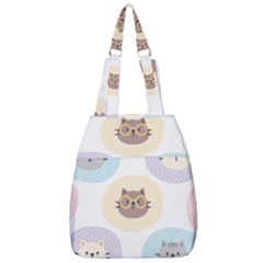 Cute Cat Seamless Pattern Background Center Zip Backpack by Simbadda