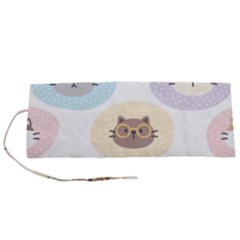 Cute Cat Seamless Pattern Background Roll Up Canvas Pencil Holder (s) by Simbadda