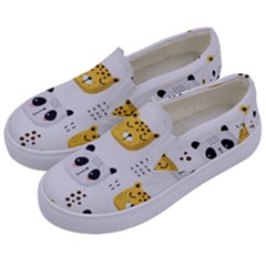 Seamless Pattern Cute Animals Kids  Canvas Slip Ons by Simbadda