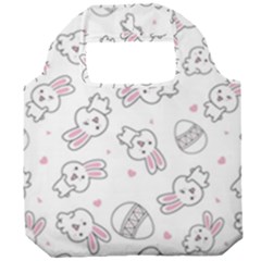 Cute Pattern With Easter Bunny Egg Foldable Grocery Recycle Bag by Simbadda