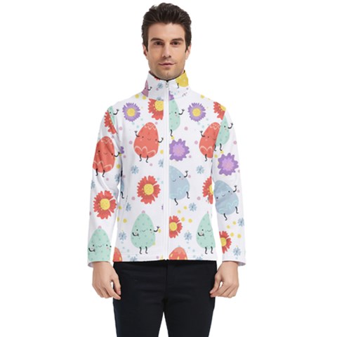 Easter Seamless Pattern With Cute Eggs Flowers Men s Bomber Jacket by Simbadda