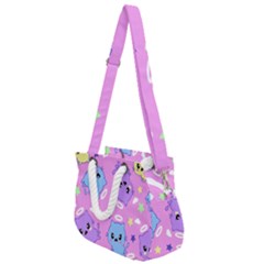 Seamless Pattern With Cute Kawaii Kittens Rope Handles Shoulder Strap Bag by Simbadda