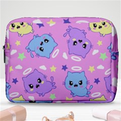 Seamless Pattern With Cute Kawaii Kittens Make Up Pouch (large) by Simbadda