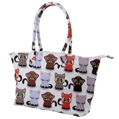 Seamless Pattern With Cute Little Kittens Various Color Canvas Shoulder Bag by Simbadda