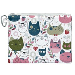 Pattern With Cute Cat Heads Canvas Cosmetic Bag (xxl) by Simbadda