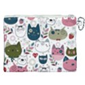 Pattern With Cute Cat Heads Canvas Cosmetic Bag (XXL) View2