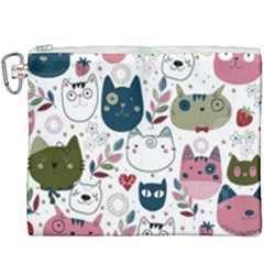 Pattern With Cute Cat Heads Canvas Cosmetic Bag (xxxl) by Simbadda