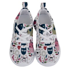 Pattern With Cute Cat Heads Running Shoes by Simbadda