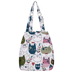 Pattern With Cute Cat Heads Center Zip Backpack by Simbadda