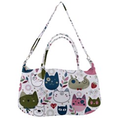 Pattern With Cute Cat Heads Removable Strap Handbag by Simbadda