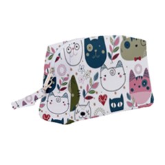 Pattern With Cute Cat Heads Wristlet Pouch Bag (medium) by Simbadda