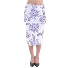 Cats Pattern Design Velvet Midi Pencil Skirt by Simbadda