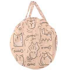 Cat Background Giant Round Zipper Tote by Simbadda