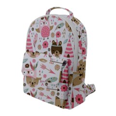 Pink Animals Pattern Flap Pocket Backpack (large) by Simbadda