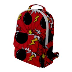 Pop Art Comic Pattern Bomb Boom Explosion Background Flap Pocket Backpack (large) by Simbadda