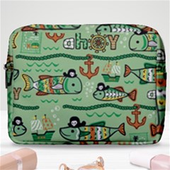 Seamless Pattern Fishes Pirates Cartoon Make Up Pouch (large) by Simbadda