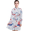 Nautical Cats Seamless Pattern Long Sleeve Chiffon Shirt Dress View1